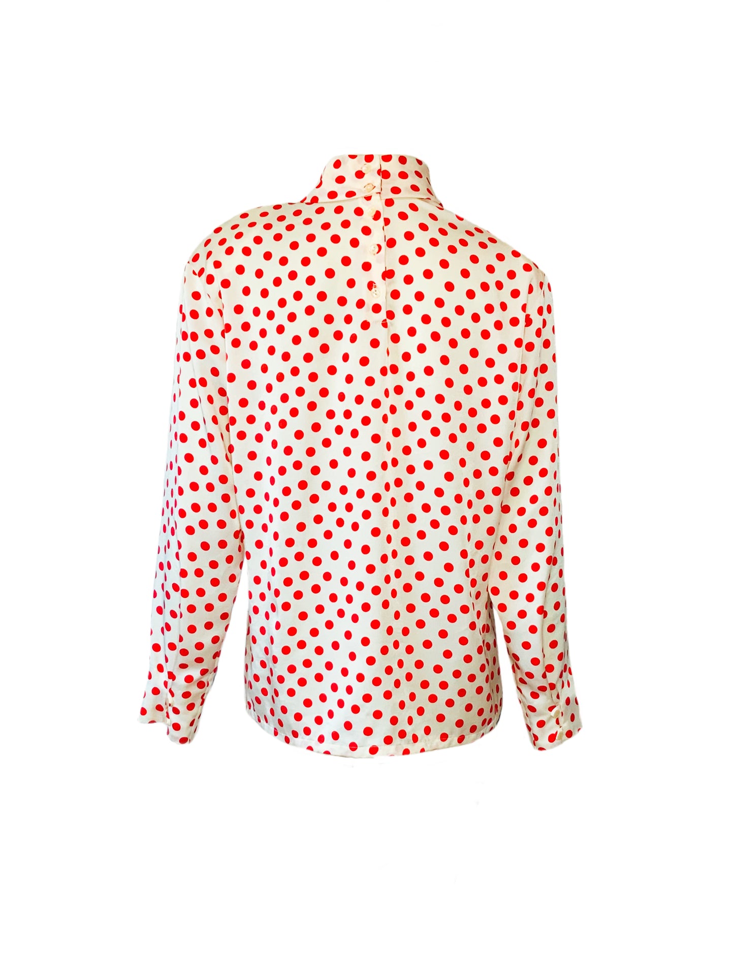 80’s Mock Neck Red Polka Dot Blouse