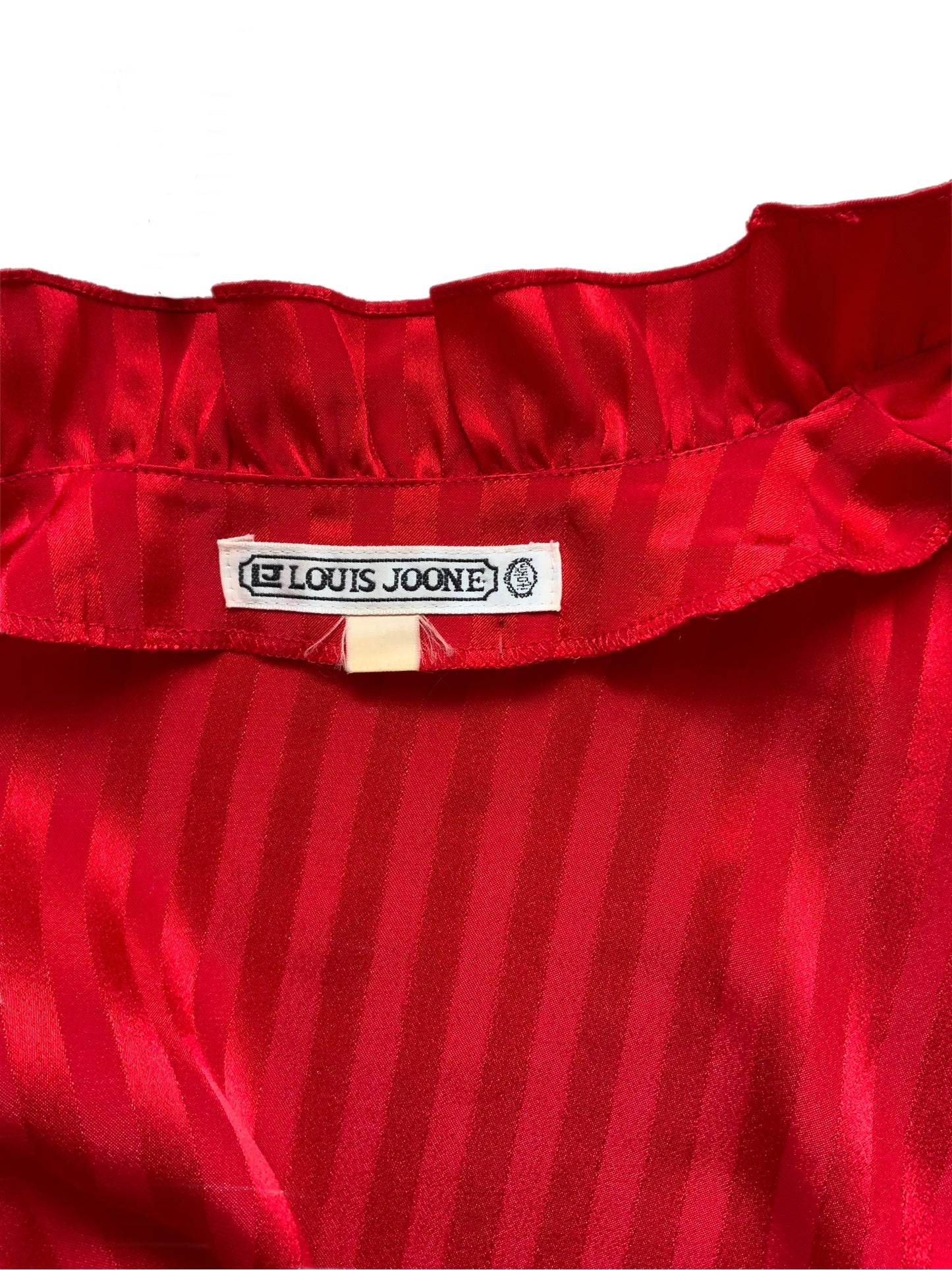 Red Striped Ruffle Breasted Blouse