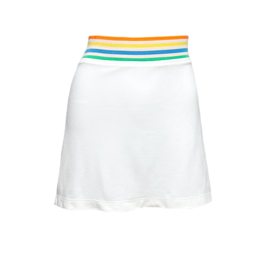 90’s White Tennis Skirt with Rainbow Elastic