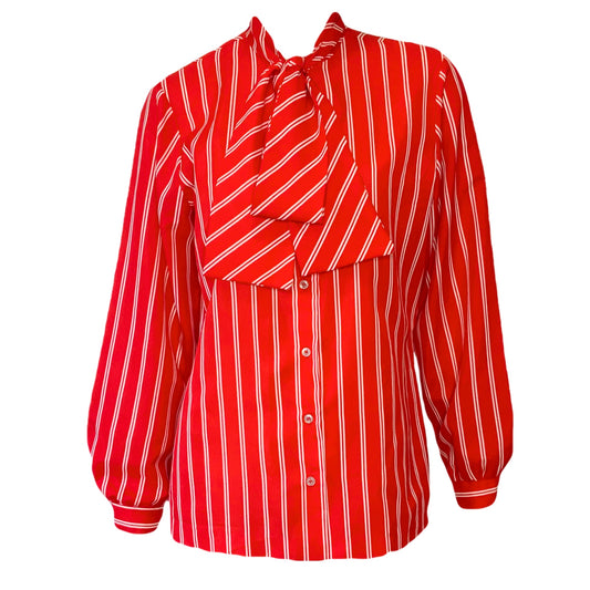 80's Pussy Bow Striped Blouse