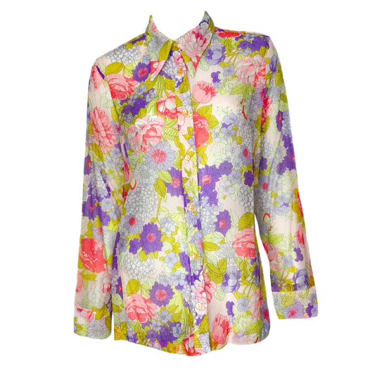 70's Sheer Floral Blouse by Lady Winn