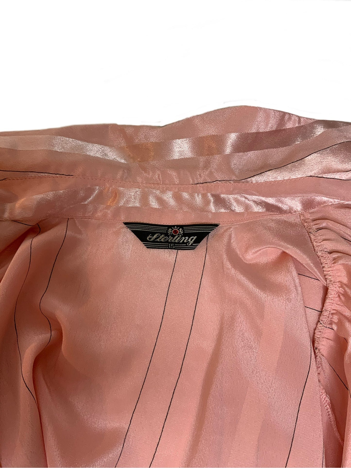 80's Champagne Pink Ruffle Neck Blouse