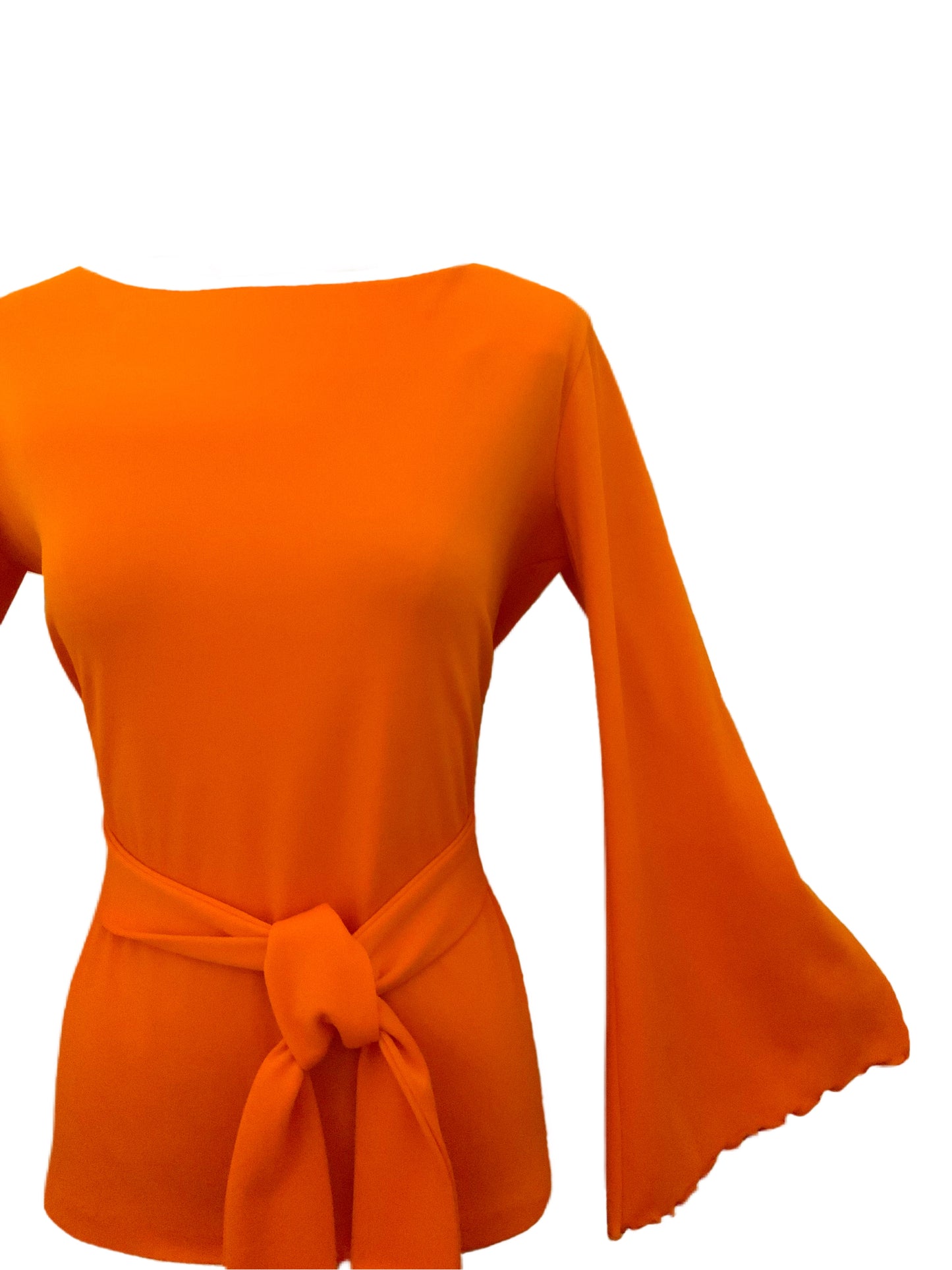 70s Vibrant Orange Bell Sleeve Top