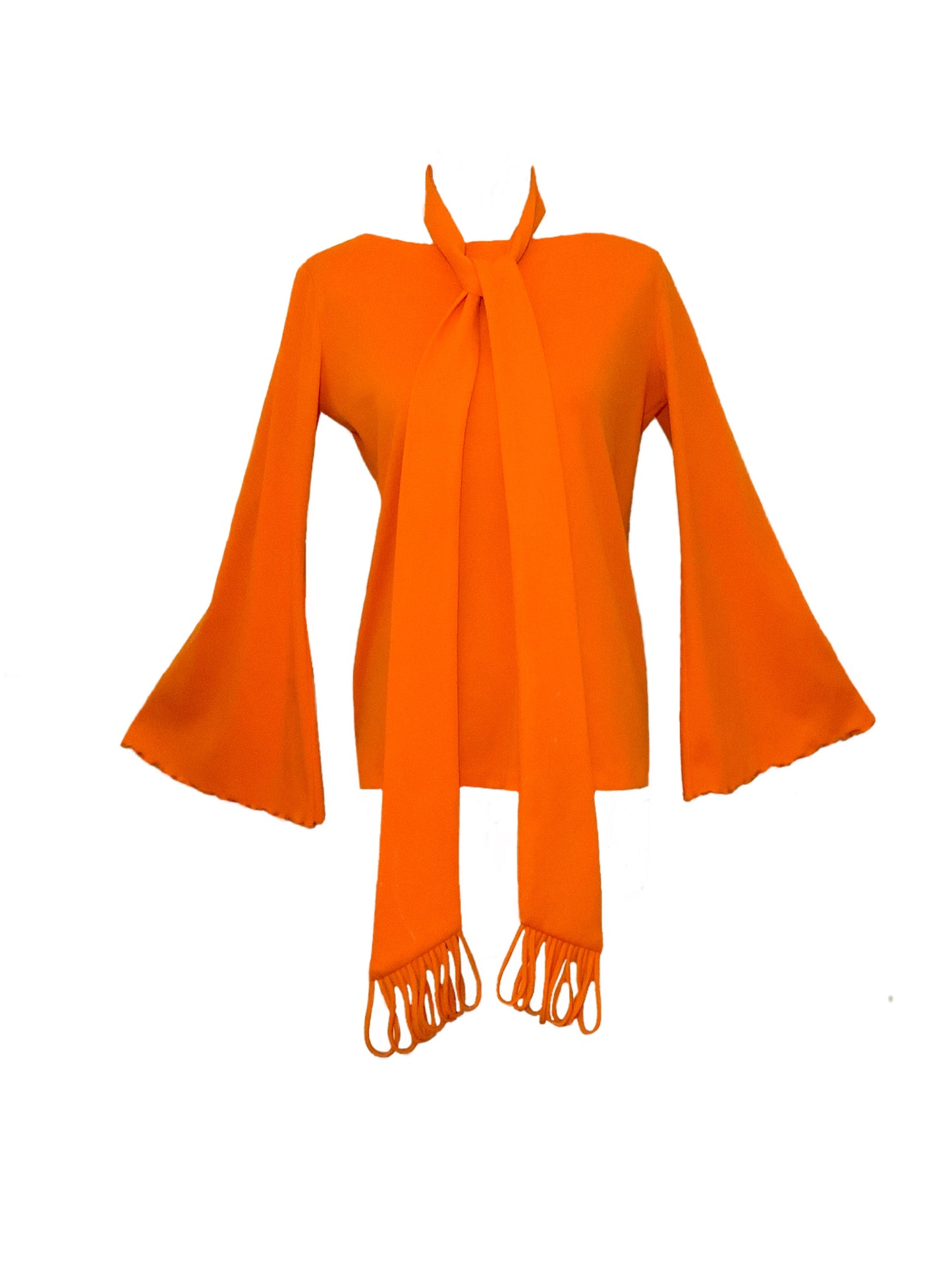 70s Vibrant Orange Bell Sleeve Top